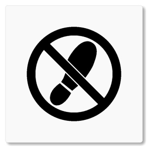 Zákaz vstupu v obuvi, 118x118mm, bílá, Nevada